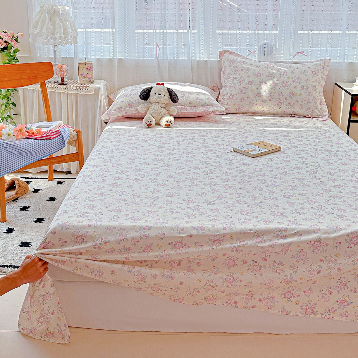 91家纺网 家纺一手货源 找家纺 恩泽家纺 2025新款全棉纯棉12868喷气印花系列床单单品床单单件单床单-第二批 洛琳粉