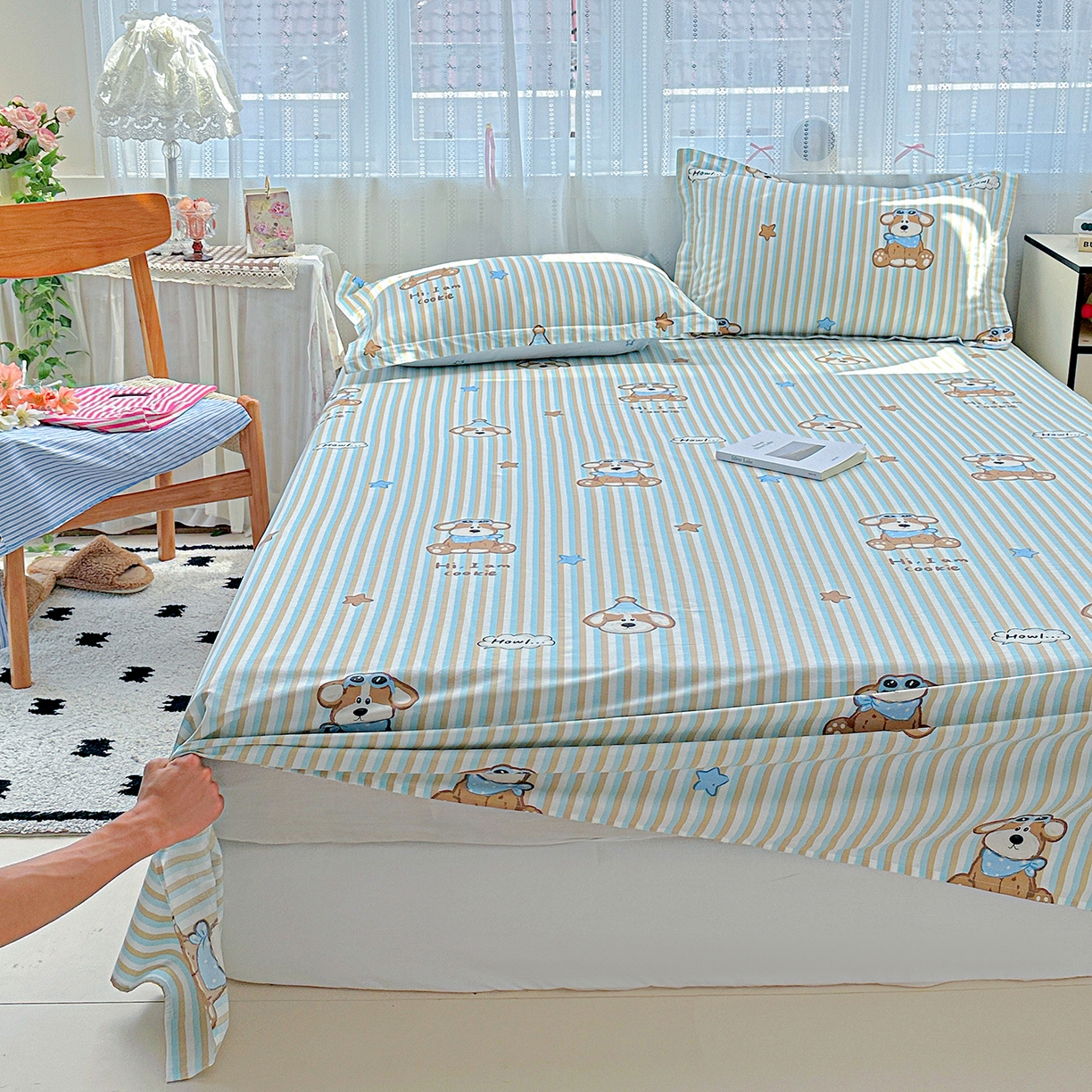 91家纺网 家纺一手货源 找家纺 恩泽家纺 2025新款全棉纯棉12868喷气印花系列床单单品床单单件单床单-第二批 派对小狗