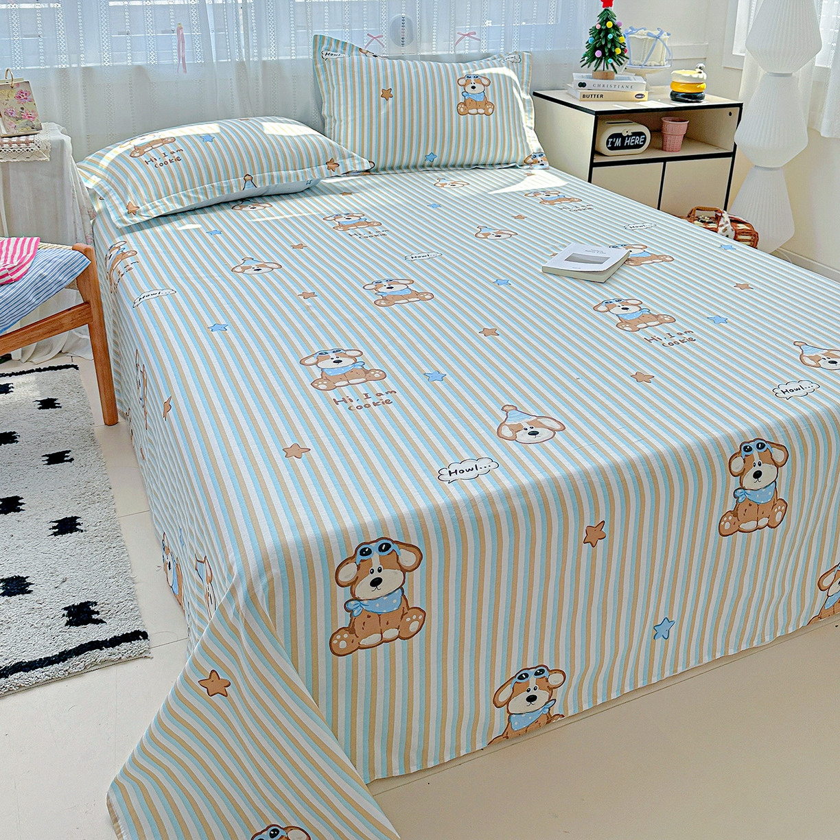 91家纺网 家纺一手货源 找家纺 恩泽家纺 2025新款全棉纯棉12868喷气印花系列床单单品床单单件单床单-第二批 派对小狗