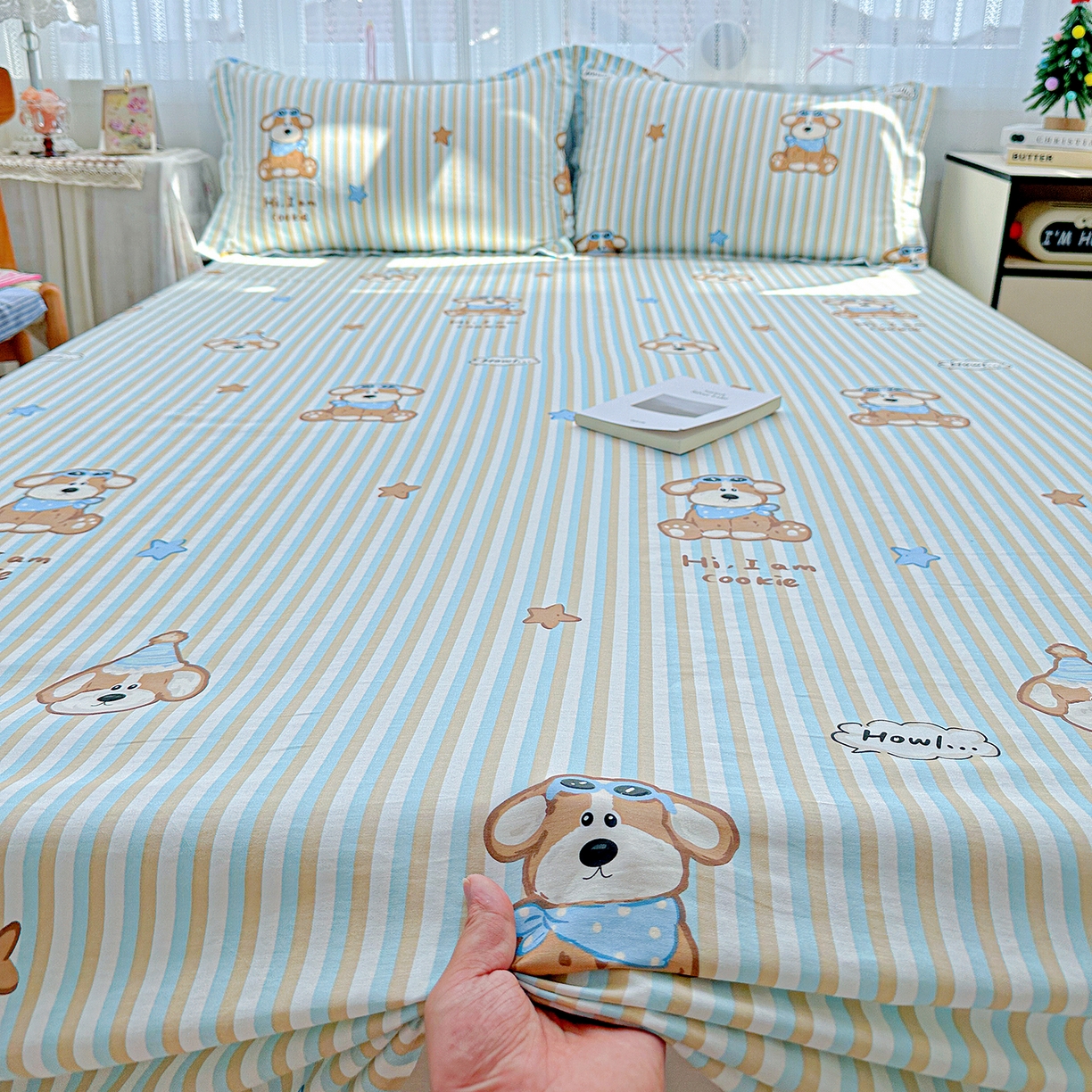 91家纺网 家纺一手货源 找家纺 恩泽家纺 2025新款全棉纯棉12868喷气印花系列床单单品床单单件单床单-第二批 派对小狗