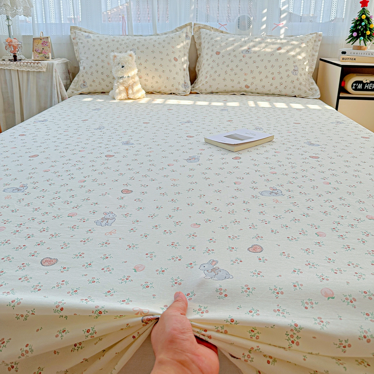 91家纺网 家纺一手货源 找家纺 恩泽家纺 2025新款全棉纯棉12868喷气印花系列床单单品床单单件单床单-第二批 兔子乐园