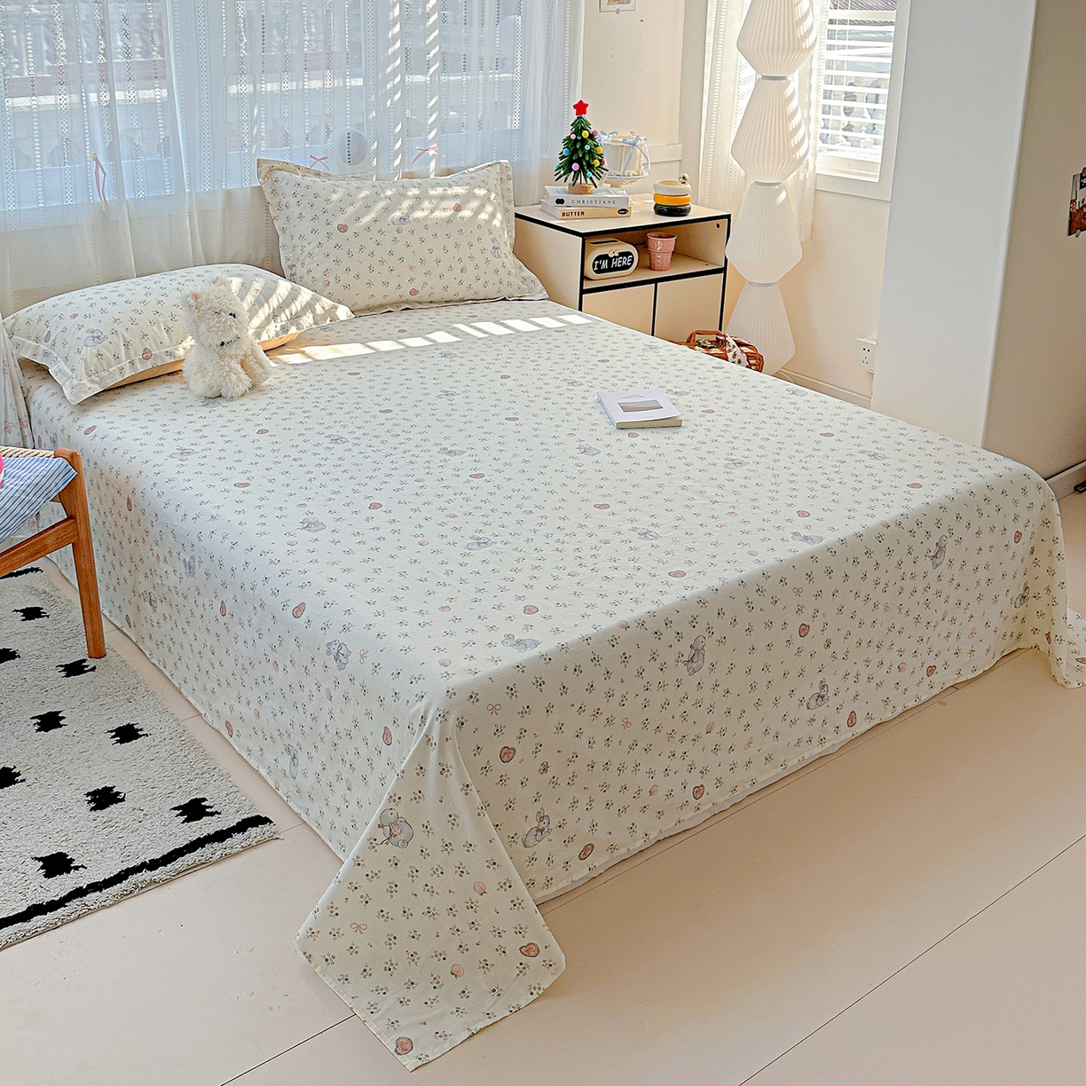 91家纺网 家纺一手货源 找家纺 恩泽家纺 2025新款全棉纯棉12868喷气印花系列床单单品床单单件单床单-第二批 兔子乐园