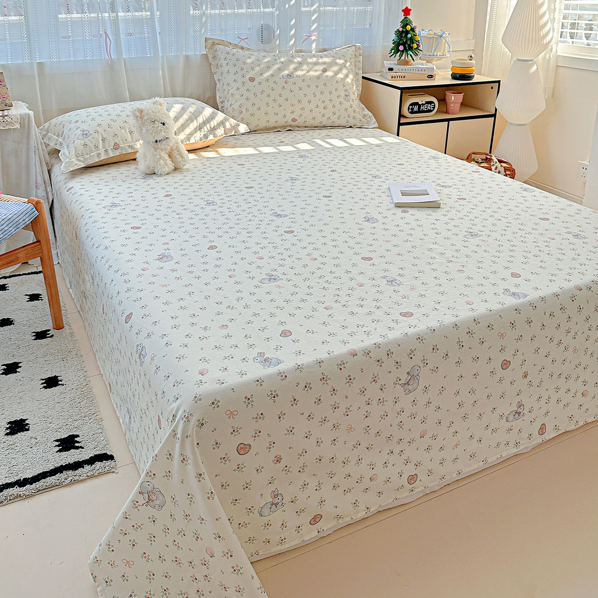 91家纺网 家纺一手货源 找家纺 恩泽家纺 2025新款全棉纯棉12868喷气印花系列床单单品床单单件单床单-第二批 兔子乐园