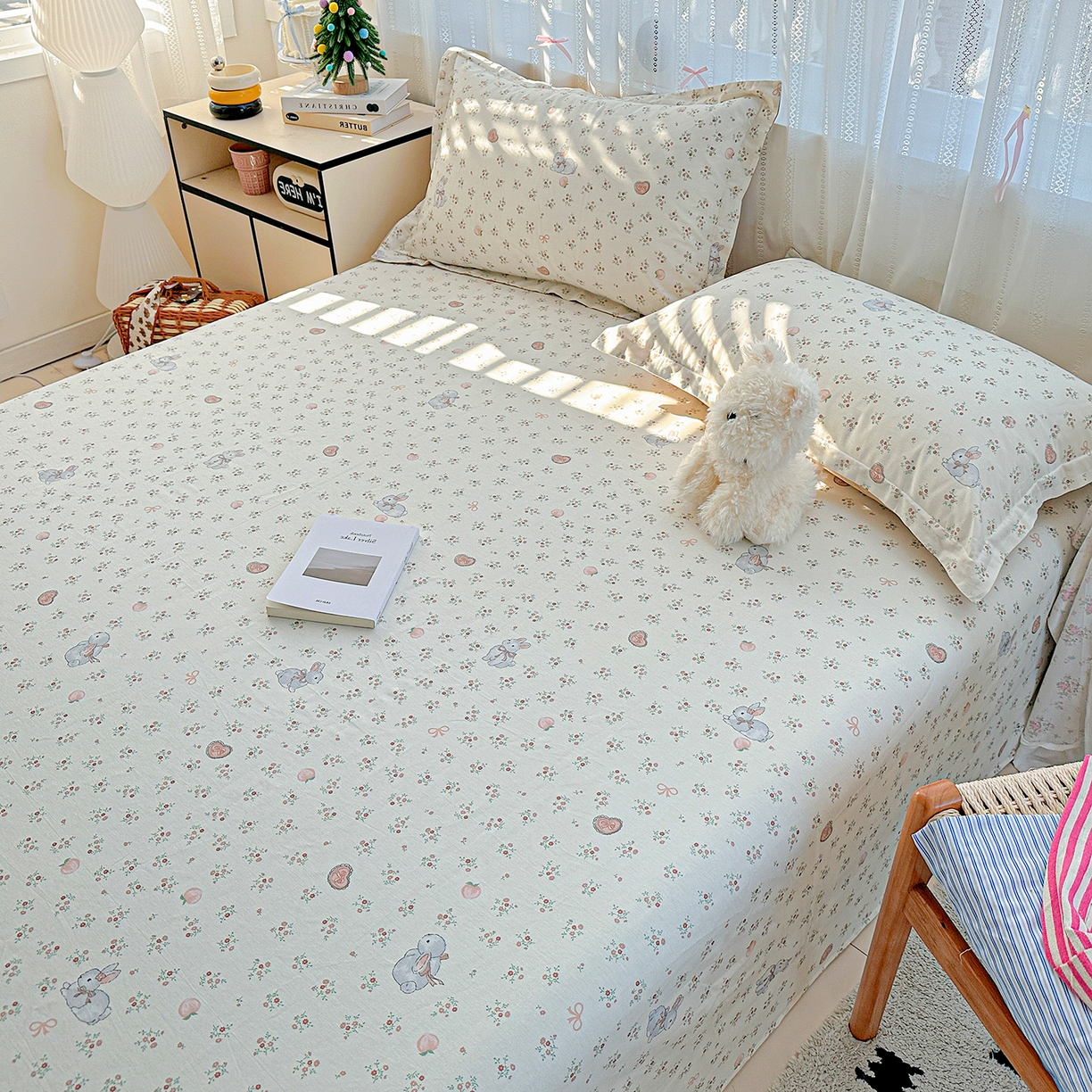 91家纺网 家纺一手货源 找家纺 恩泽家纺 2025新款全棉纯棉12868喷气印花系列床单单品床单单件单床单-第二批 兔子乐园