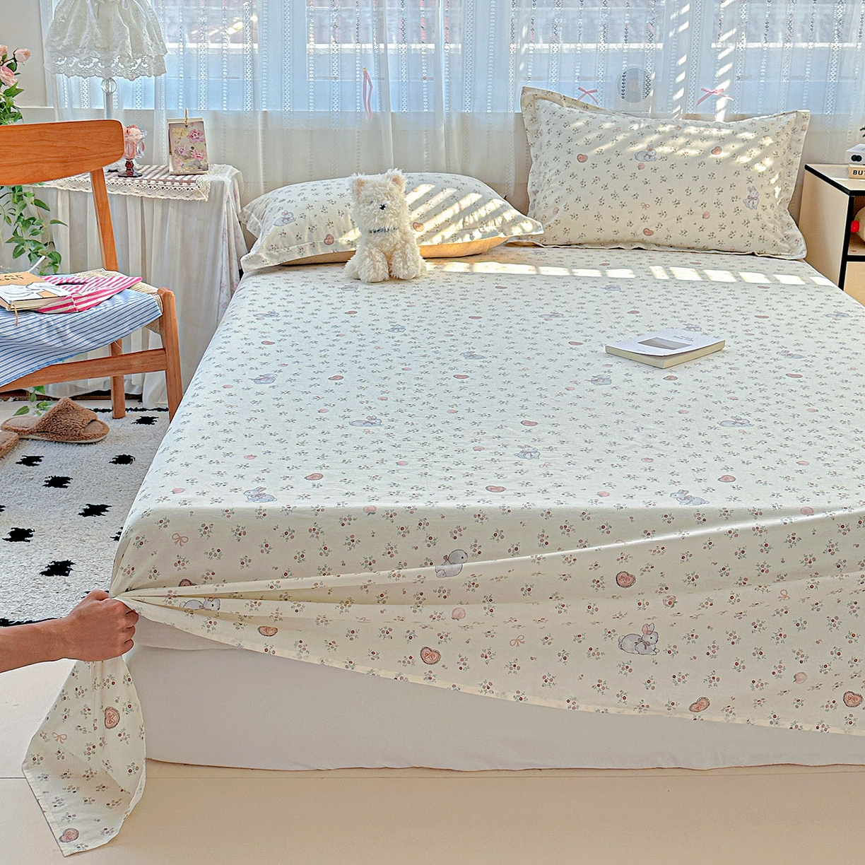 91家纺网 家纺一手货源 找家纺 恩泽家纺 2025新款全棉纯棉12868喷气印花系列床单单品床单单件单床单-第二批 兔子乐园