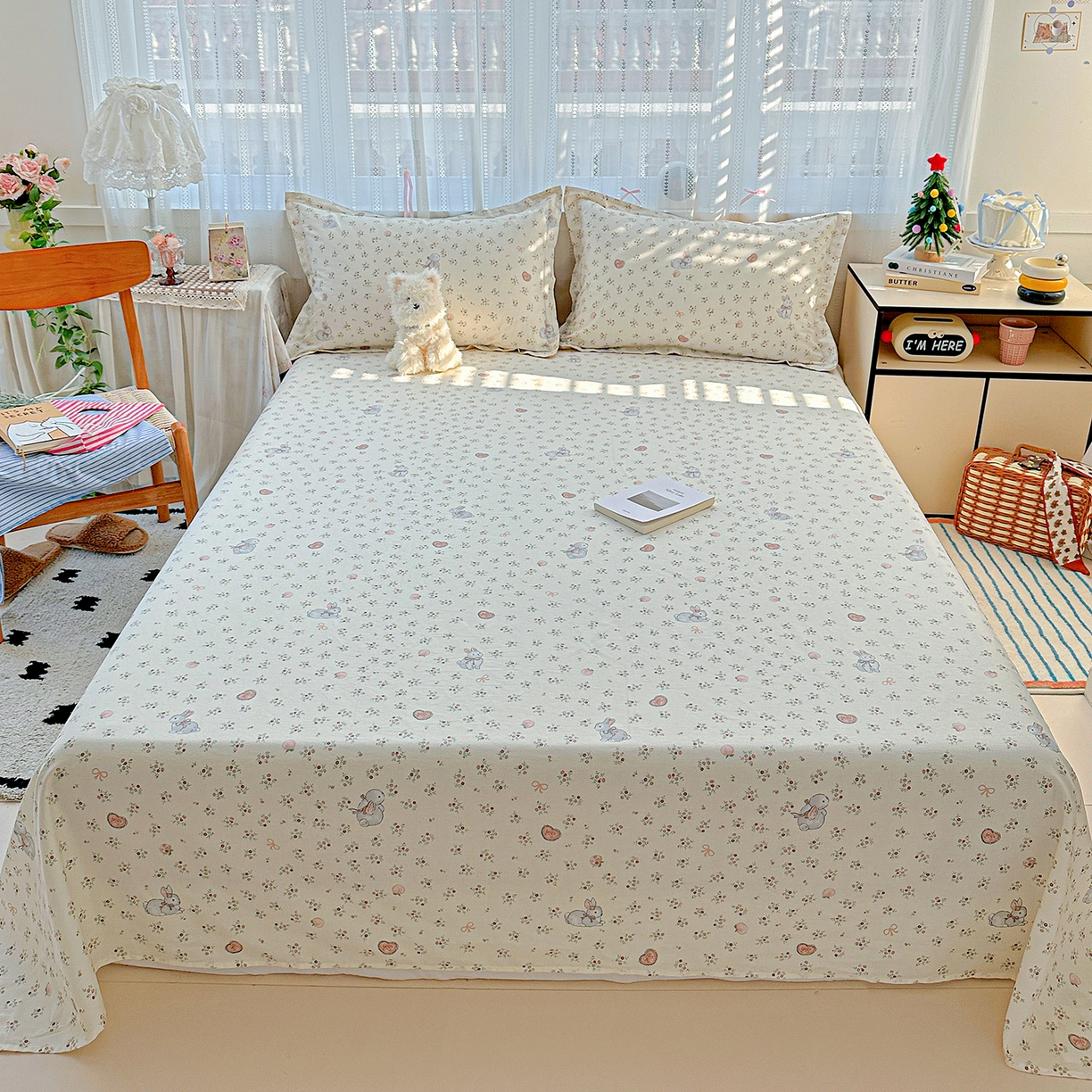 91家纺网 家纺一手货源 找家纺 恩泽家纺 2025新款全棉纯棉12868喷气印花系列床单单品床单单件单床单-第二批 兔子乐园