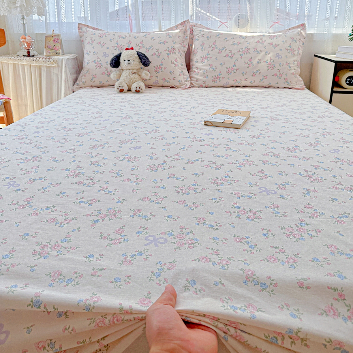 91家纺网 家纺一手货源 找家纺 恩泽家纺 2025新款全棉纯棉12868喷气印花系列床单单品床单单件单床单-第二批 晚风梦粉