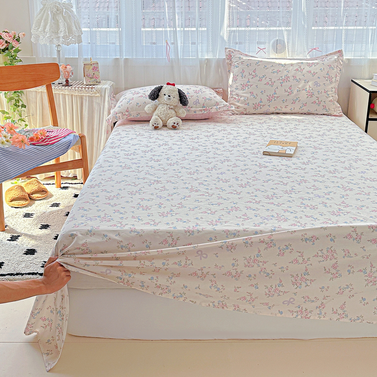 91家纺网 家纺一手货源 找家纺 恩泽家纺 2025新款全棉纯棉12868喷气印花系列床单单品床单单件单床单-第二批 晚风梦粉