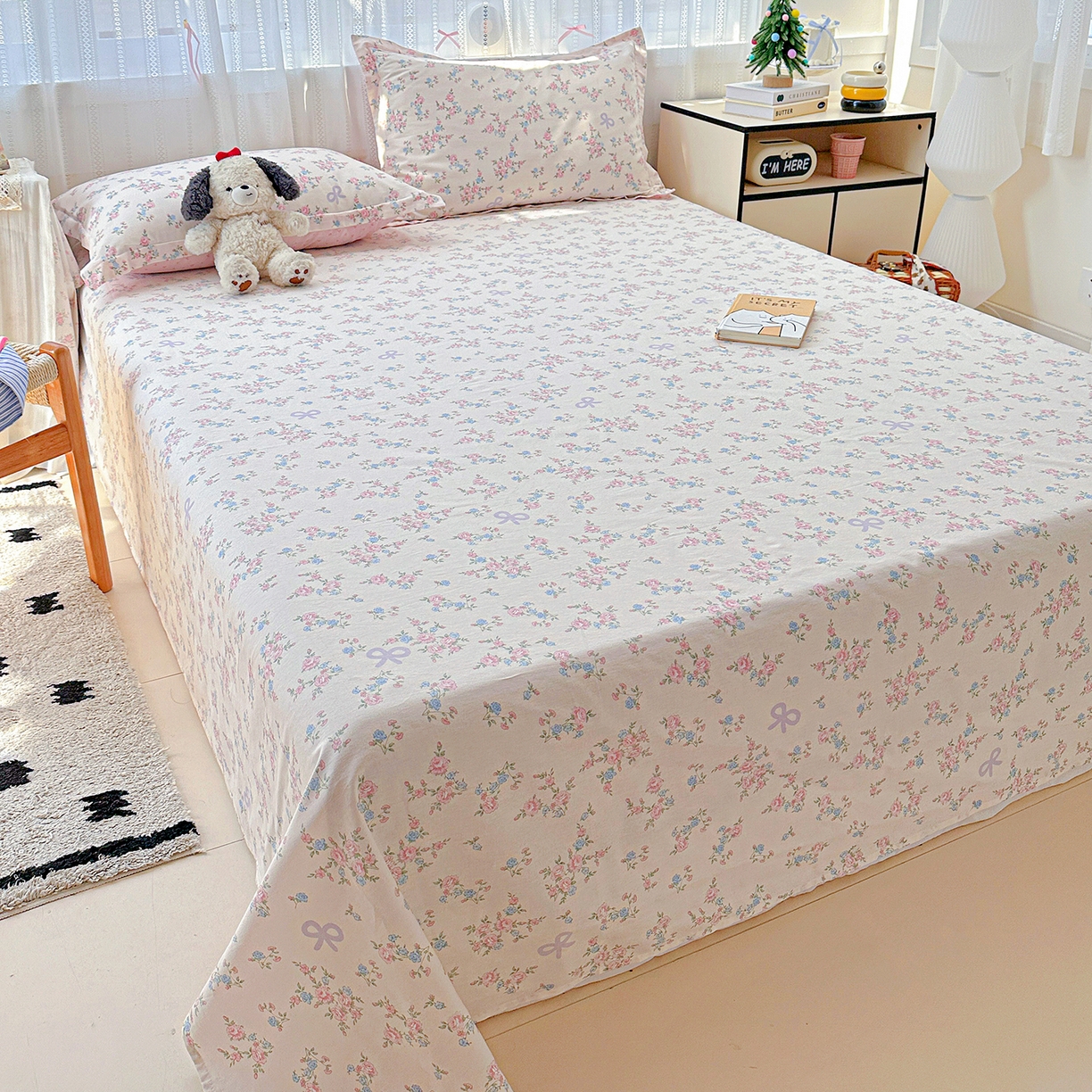 91家纺网 家纺一手货源 找家纺 恩泽家纺 2025新款全棉纯棉12868喷气印花系列床单单品床单单件单床单-第二批 晚风梦粉