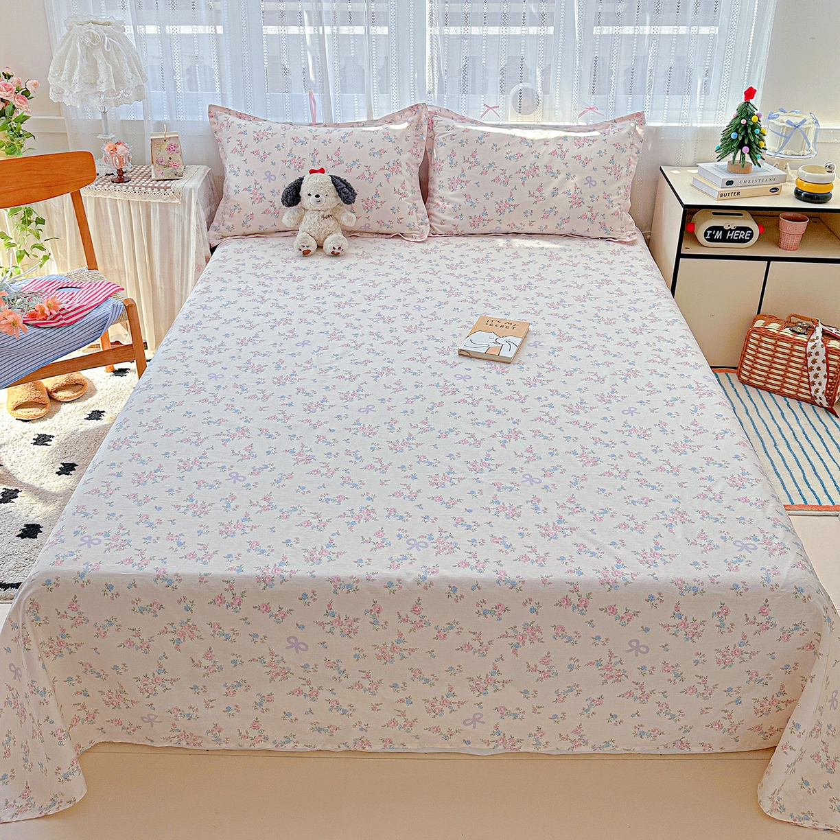 91家纺网 家纺一手货源 找家纺 恩泽家纺 2025新款全棉纯棉12868喷气印花系列床单单品床单单件单床单-第二批 晚风梦粉