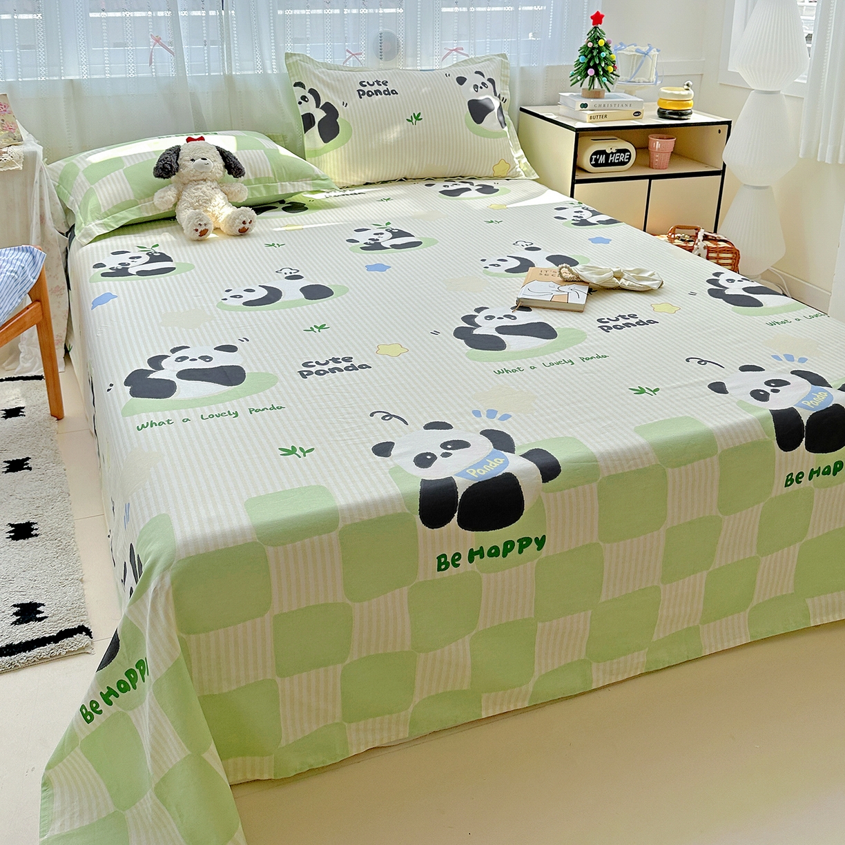 91家纺网 家纺一手货源 找家纺 恩泽家纺 2025新款全棉纯棉12868喷气印花系列床单单品床单单件单床单-第二批 小熊猫