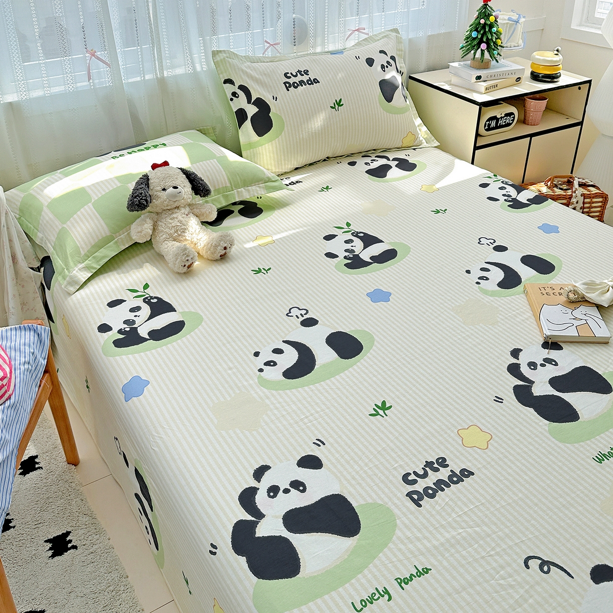 91家纺网 家纺一手货源 找家纺 恩泽家纺 2025新款全棉纯棉12868喷气印花系列床单单品床单单件单床单-第二批 小熊猫