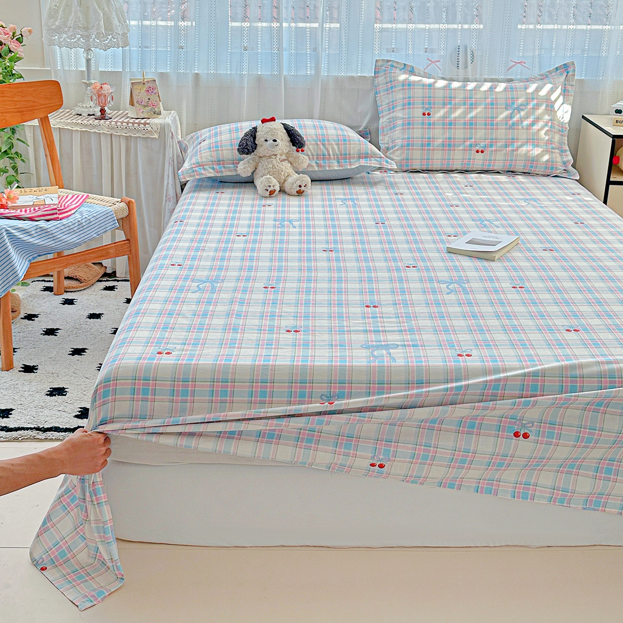 91家纺网 家纺一手货源 找家纺 恩泽家纺 2025新款全棉纯棉12868喷气印花系列床单单品床单单件单床单-第二批 樱桃派