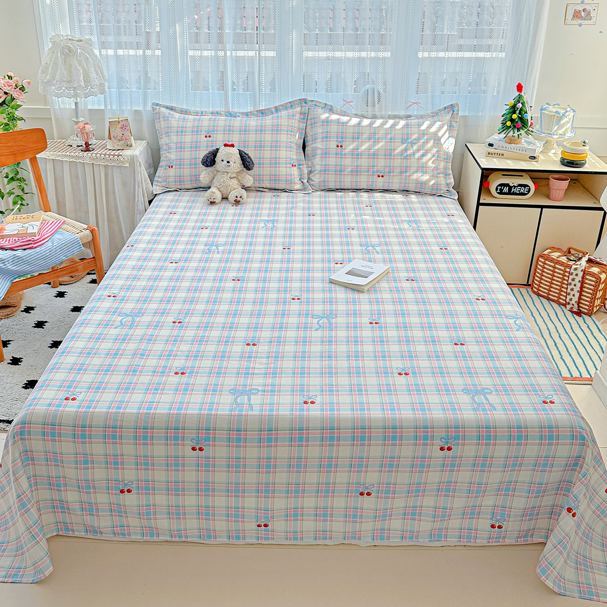 91家纺网 家纺一手货源 找家纺 恩泽家纺 2025新款全棉纯棉12868喷气印花系列床单单品床单单件单床单-第二批 樱桃派