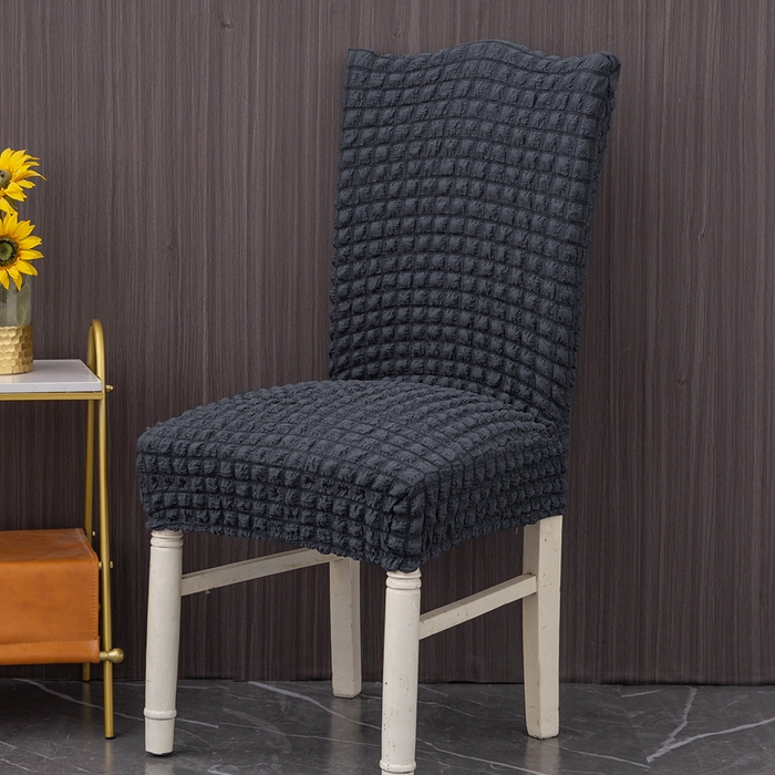 91家纺网 家纺一手货源 找家纺 布兰鸟【沙发套】 2025新款泡泡纱椅套【英文常规款】 单色深灰