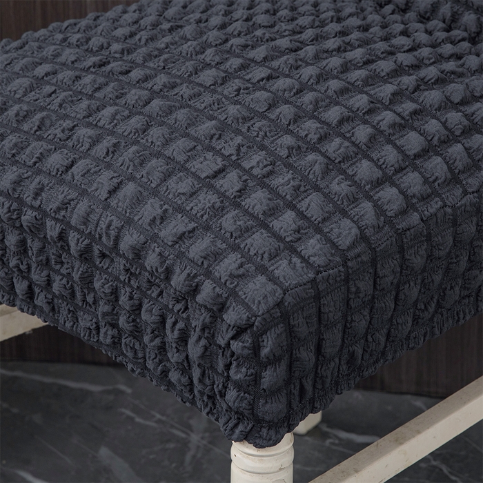 91家纺网 家纺一手货源 找家纺 布兰鸟【沙发套】 2025新款泡泡纱椅套【英文常规款】 单色深灰