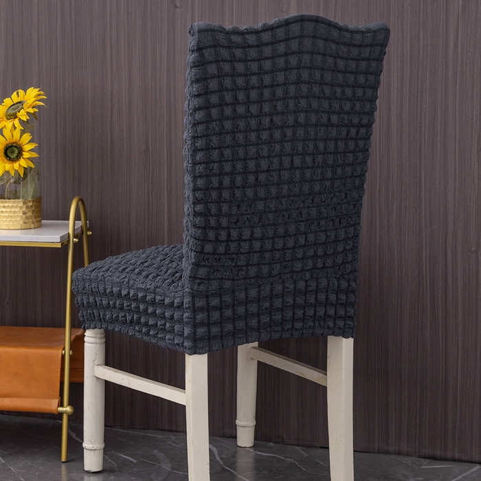 91家纺网 家纺一手货源 找家纺 布兰鸟【沙发套】 2025新款泡泡纱椅套【英文常规款】 单色深灰