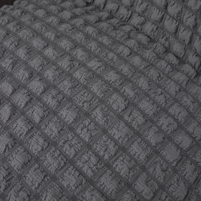 91家纺网 家纺一手货源 找家纺 布兰鸟【沙发套】 2025新款泡泡纱椅套【英文常规款】 单色中灰