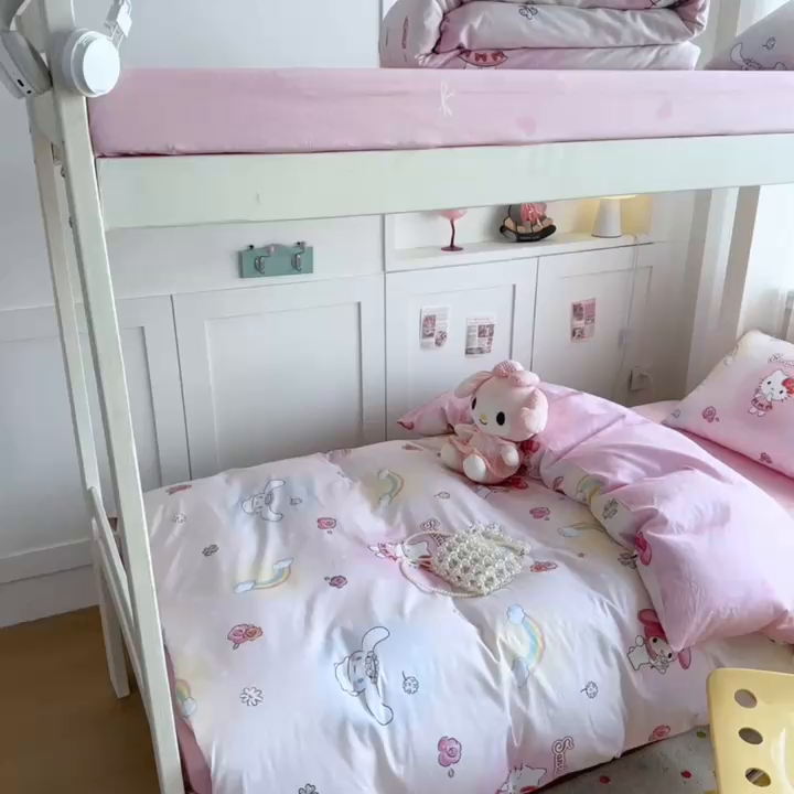 91家纺网 家纺一手货源 找家纺 浩诚 2025新款三丽鸥专版花型全棉纯棉学生三件套四件套 霓虹