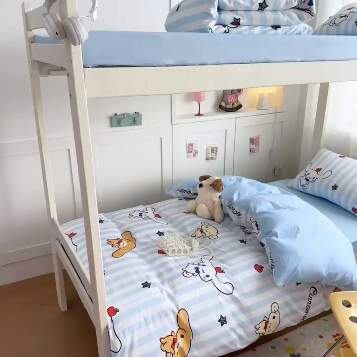 91家纺网 家纺一手货源 找家纺 浩诚 2025新款三丽鸥专版花型全棉纯棉学生三件套四件套 肉桂