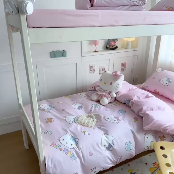 91家纺网 家纺一手货源 找家纺 浩诚 2025新款三丽鸥专版花型全棉纯棉学生三件套四件套 甜梦