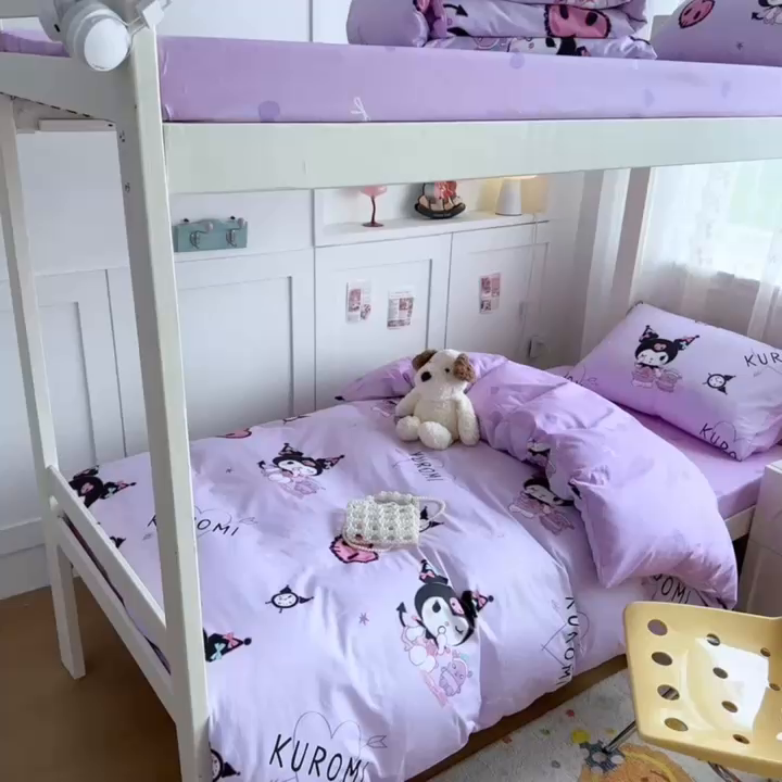 91家纺网 家纺一手货源 找家纺 浩诚 2025新款三丽鸥专版花型全棉纯棉学生三件套四件套 甜语