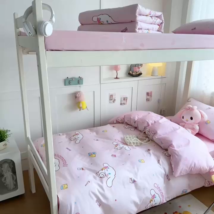 91家纺网 家纺一手货源 找家纺 浩诚 2025新款三丽鸥专版花型全棉纯棉学生三件套四件套 云朵