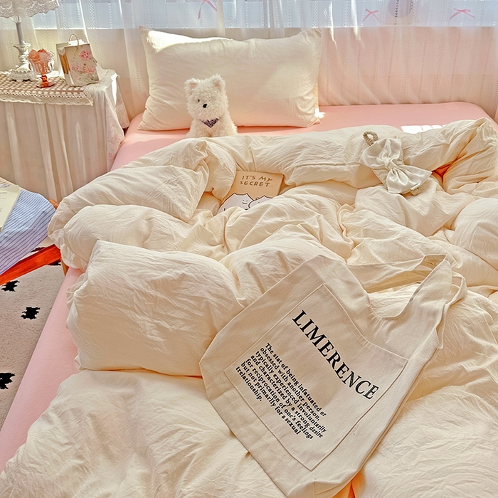 91家纺网 家纺一手货源 找家纺 （总）繁花家居 2025新款高克重撞色水洗棉四件套