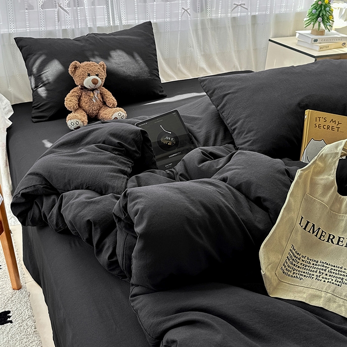 91家纺网 家纺一手货源 找家纺 （总）繁花家居 2025新款高克重撞色水洗棉四件套