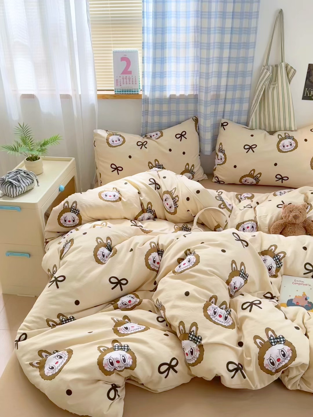 91家纺网 家纺一手货源 找家纺 （总）罗亿家纺 2025新款软绵绵的双拼印花小清新水洗云朵棉四件套(第二批)