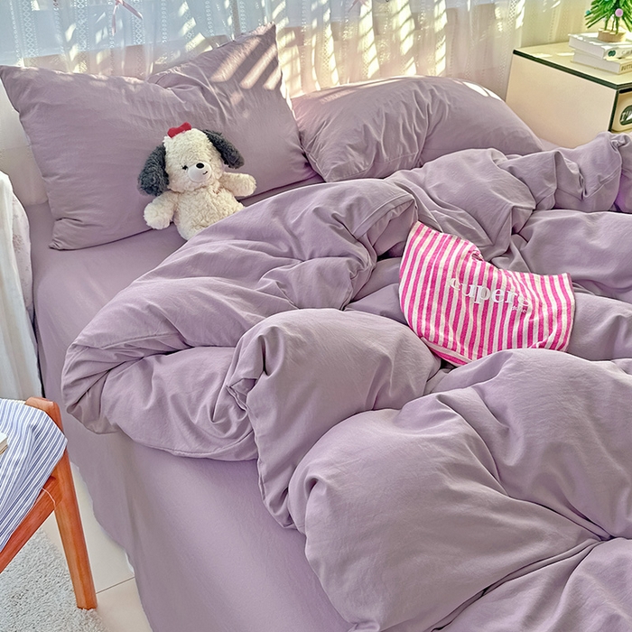 91家纺网 家纺一手货源 找家纺 （总）繁花家居 2025新款高克重撞色水洗棉四件套