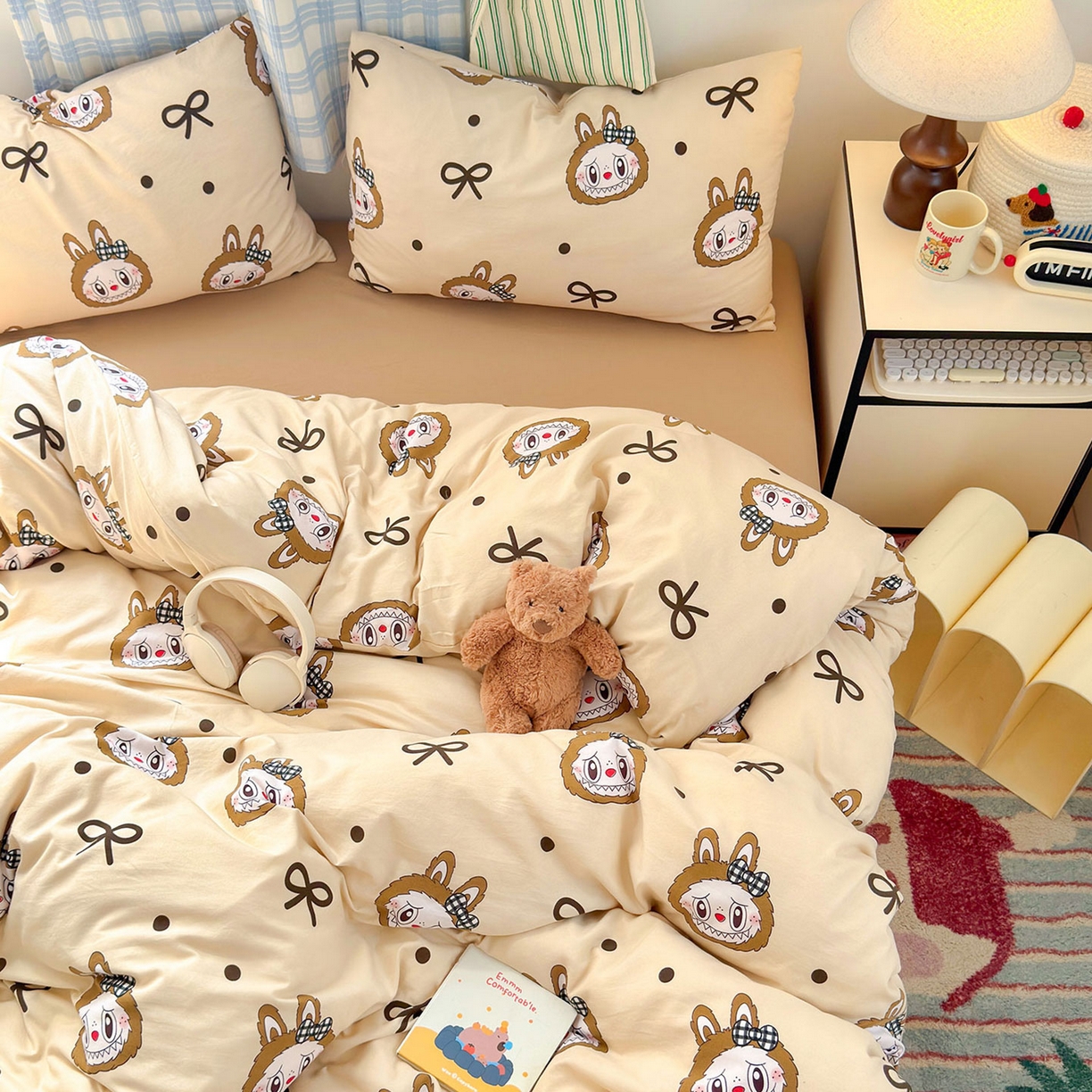 91家纺网 家纺一手货源 找家纺 （总）罗亿家纺 2025新款软绵绵的双拼印花小清新水洗云朵棉四件套(第二批)