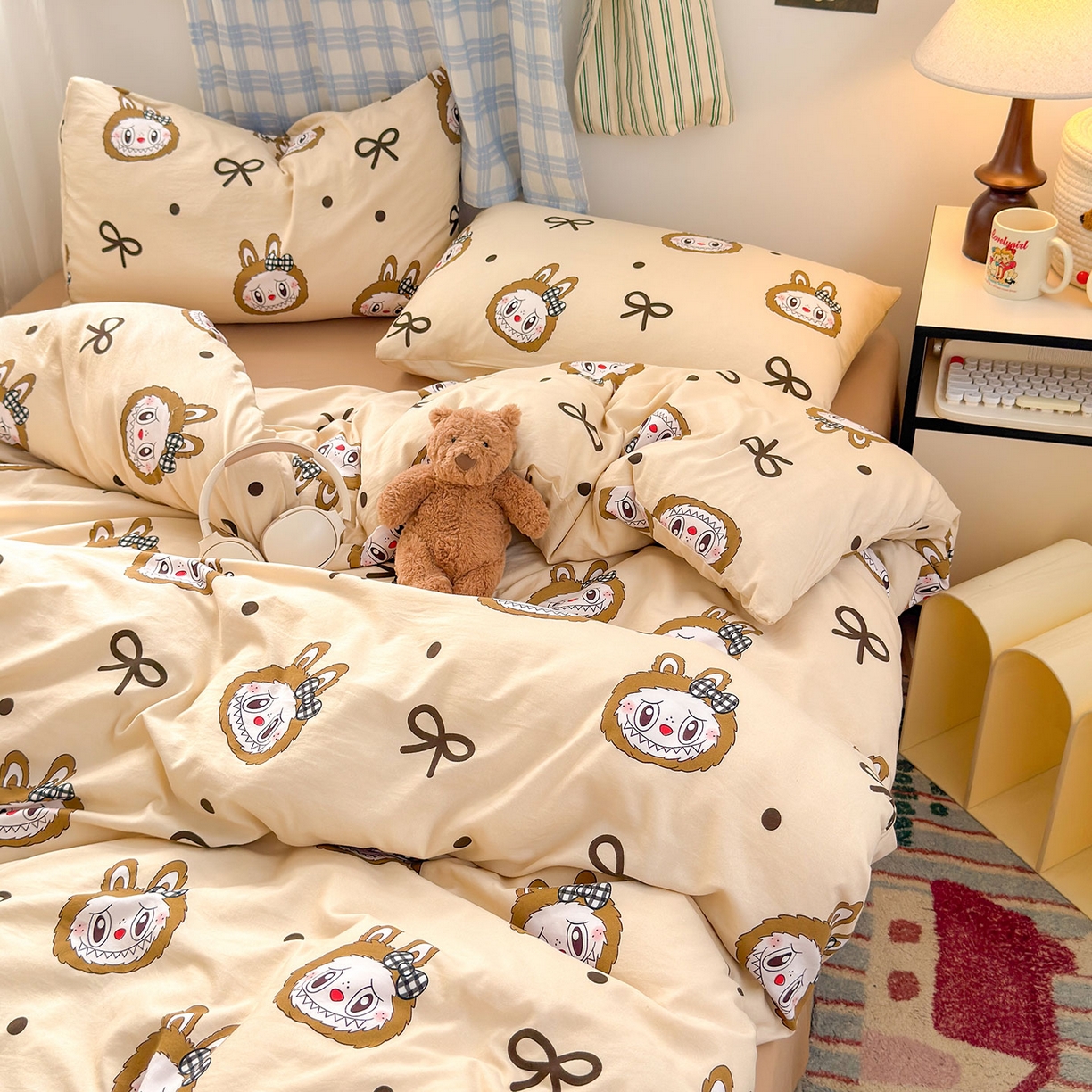 91家纺网 家纺一手货源 找家纺 （总）罗亿家纺 2025新款软绵绵的双拼印花小清新水洗云朵棉四件套(第二批)