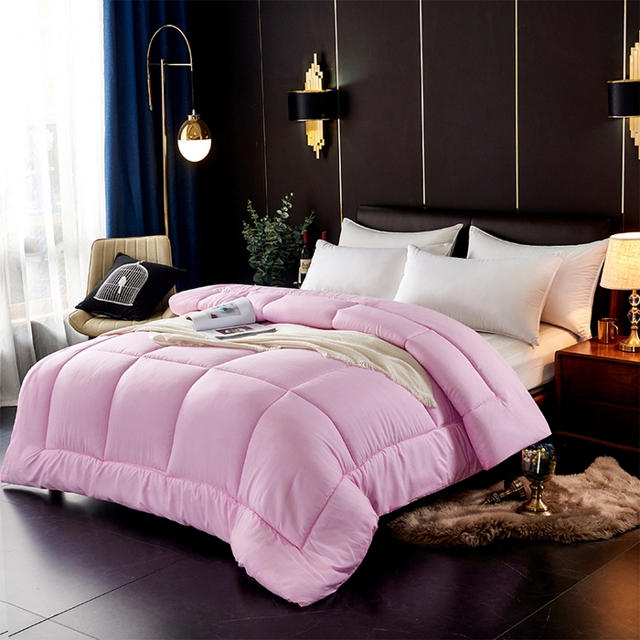 91家纺网 家纺一手货源 找家纺 悦织湾家纺 2025新款仿棉印花纯色学生被春秋被冬被四季通用被子被芯量多价优整年不断货 粉