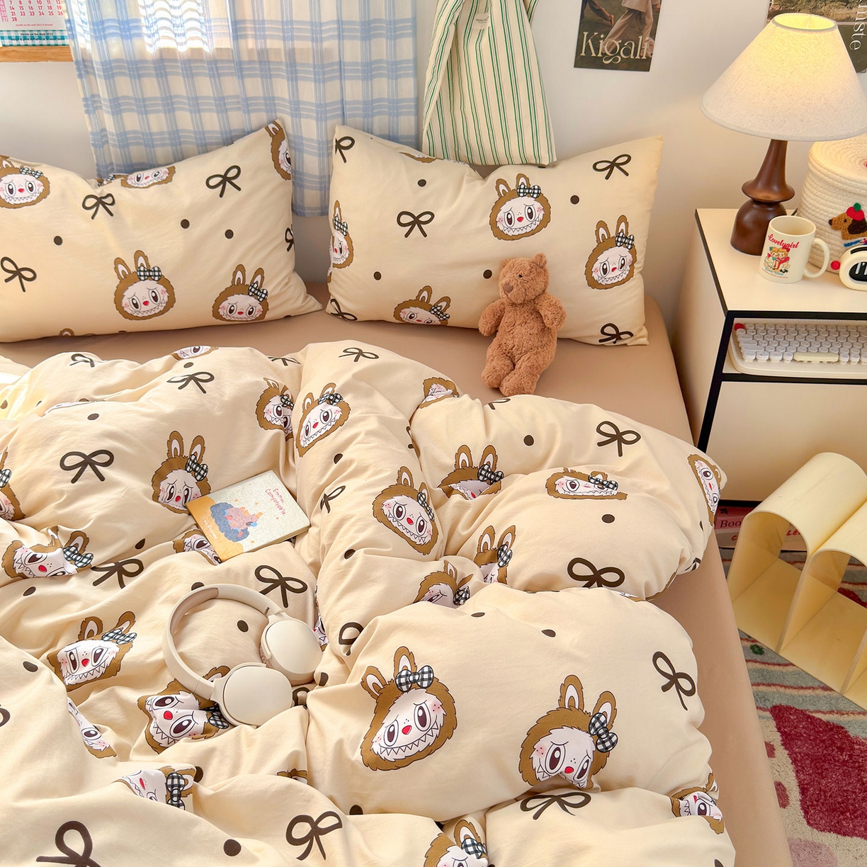 罗亿家纺 2025新款软绵绵的双拼印花小清新水洗云朵棉四件套(第二批) 精灵首领