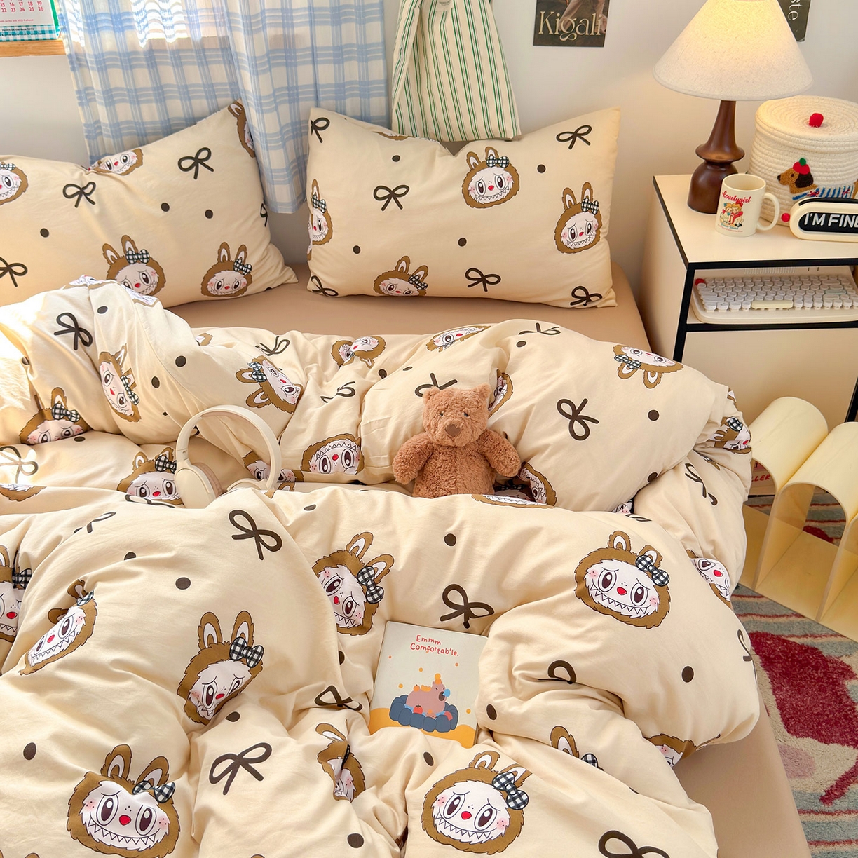 91家纺网 家纺一手货源 找家纺 罗亿家纺 2025新款软绵绵的双拼印花小清新水洗云朵棉四件套(第二批) 精灵首领