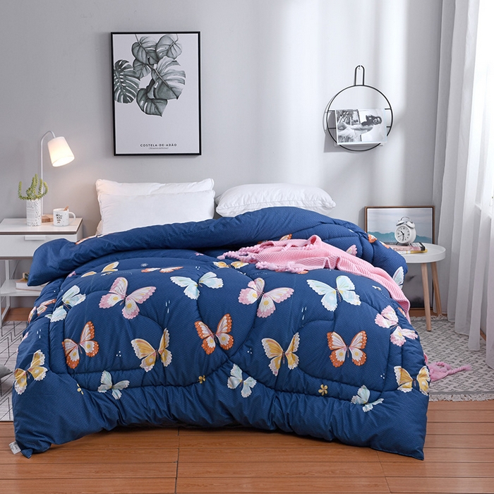 悦织湾家纺 2025新款仿棉印花纯色学生被春秋被冬被四季通用被子被芯量多价优整年不断货 蝴蝶飞飞
