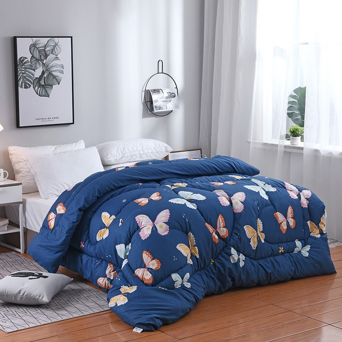 91家纺网 家纺一手货源 找家纺 悦织湾家纺 2025新款仿棉印花纯色学生被春秋被冬被四季通用被子被芯量多价优整年不断货 蝴蝶飞飞