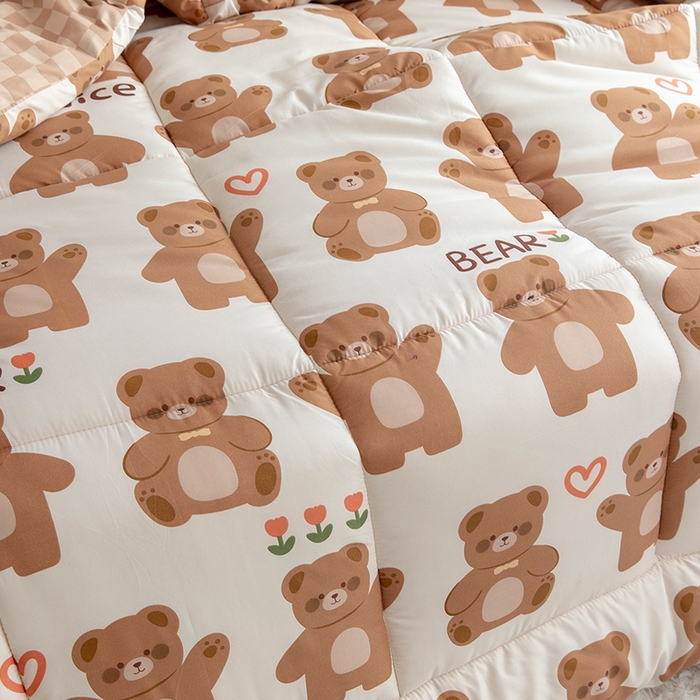 91家纺网 家纺一手货源 找家纺 悦织湾家纺 2025新款仿棉印花纯色学生被春秋被冬被四季通用被子被芯量多价优整年不断货 浣熊