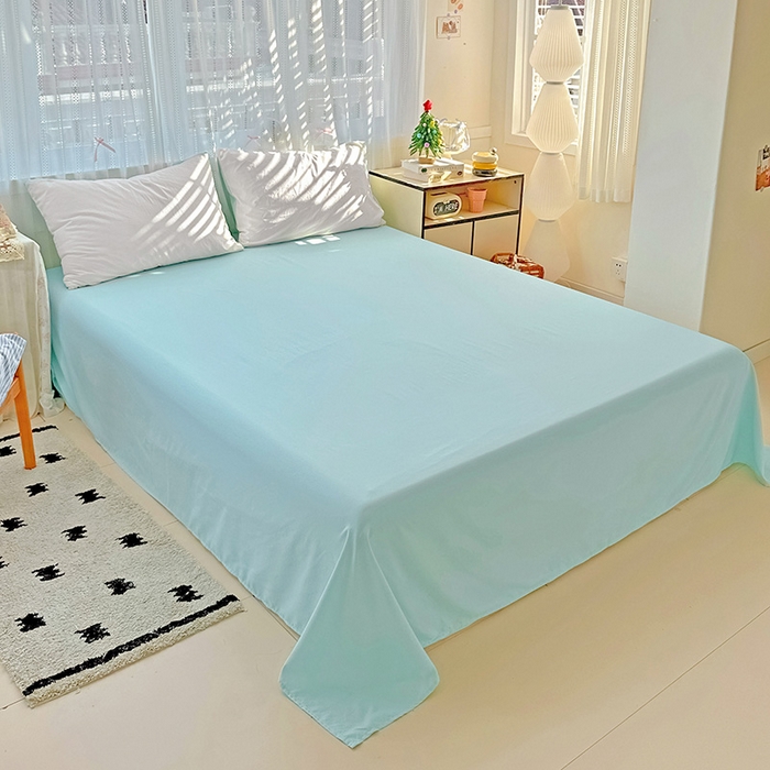 91家纺网 家纺一手货源 找家纺 繁花家居 2025新款高克重撞色水洗棉四件套 海盐极白