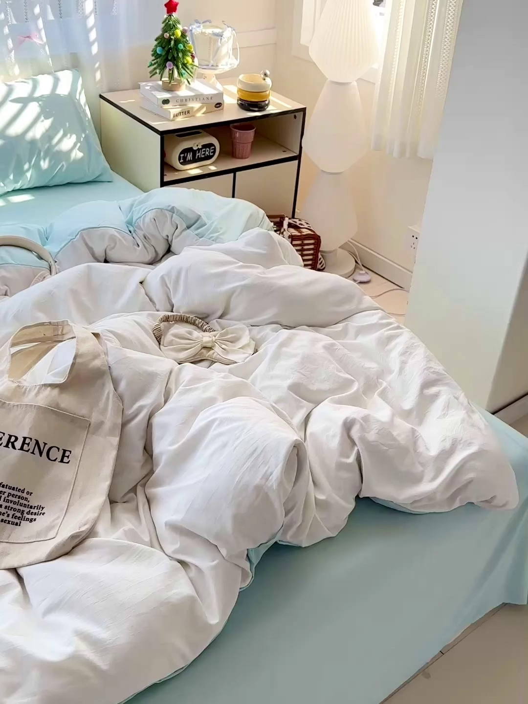 91家纺网 家纺一手货源 找家纺 繁花家居 2025新款高克重撞色水洗棉四件套 海盐极白