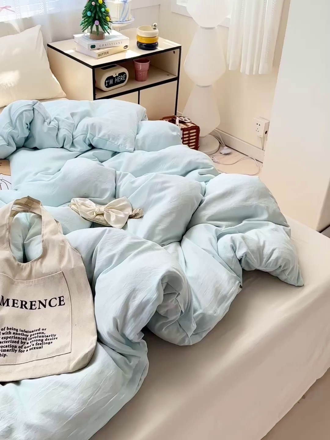 91家纺网 家纺一手货源 找家纺 繁花家居 2025新款高克重撞色水洗棉四件套 海盐可可白