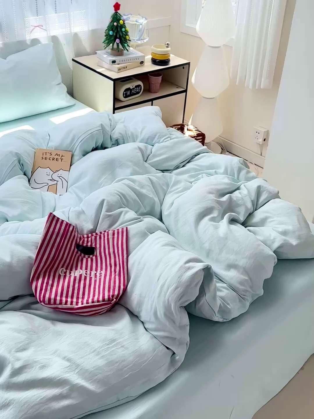 91家纺网 家纺一手货源 找家纺 繁花家居 2025新款高克重撞色水洗棉四件套 海盐蓝