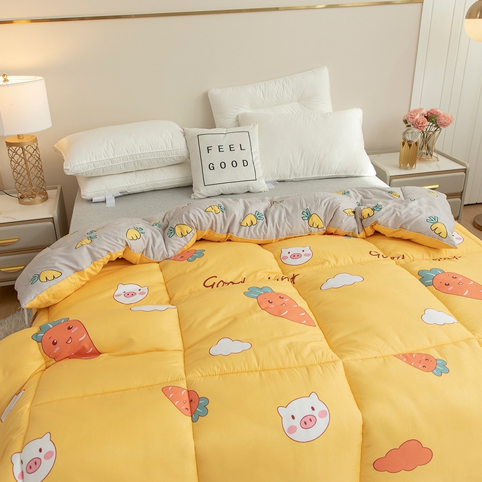 91家纺网 家纺一手货源 找家纺 悦织湾家纺 2025新款仿棉印花纯色学生被春秋被冬被四季通用被子被芯量多价优整年不断货 萝卜