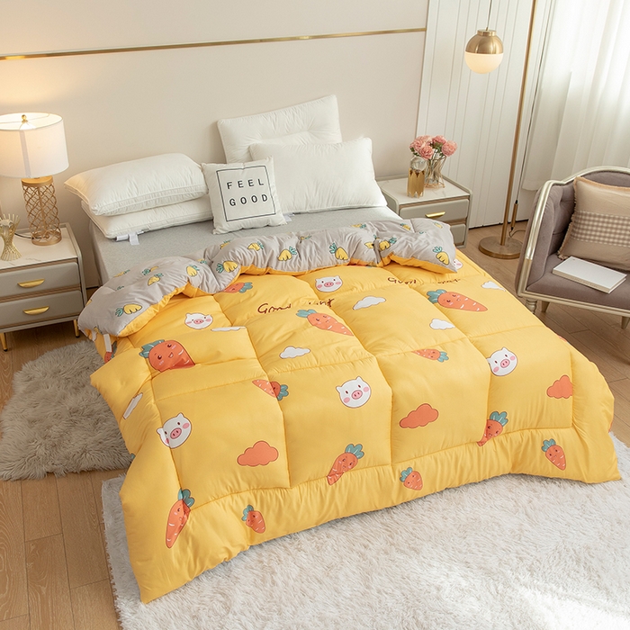 91家纺网 家纺一手货源 找家纺 悦织湾家纺 2025新款仿棉印花纯色学生被春秋被冬被四季通用被子被芯量多价优整年不断货 萝卜