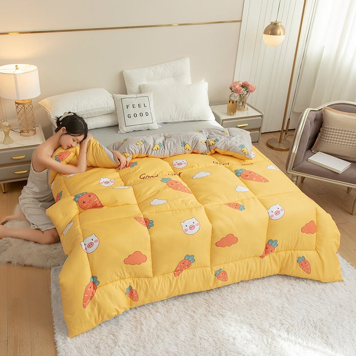 91家纺网 家纺一手货源 找家纺 悦织湾家纺 2025新款仿棉印花纯色学生被春秋被冬被四季通用被子被芯量多价优整年不断货 萝卜