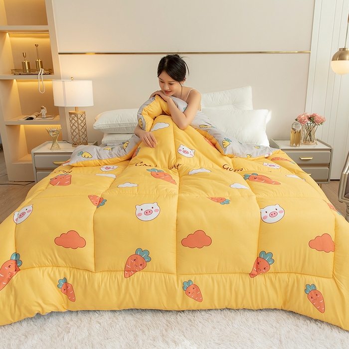 91家纺网 家纺一手货源 找家纺 悦织湾家纺 2025新款仿棉印花纯色学生被春秋被冬被四季通用被子被芯量多价优整年不断货 萝卜