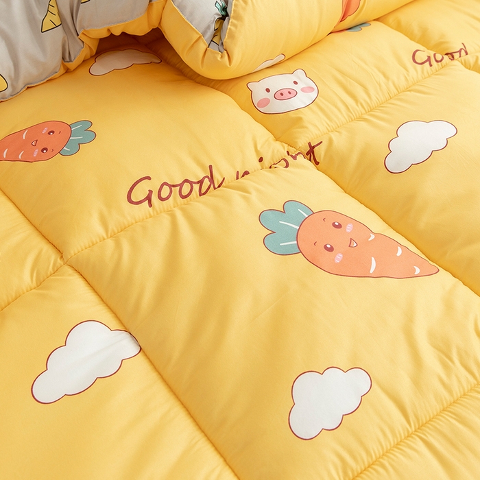 91家纺网 家纺一手货源 找家纺 悦织湾家纺 2025新款仿棉印花纯色学生被春秋被冬被四季通用被子被芯量多价优整年不断货 萝卜