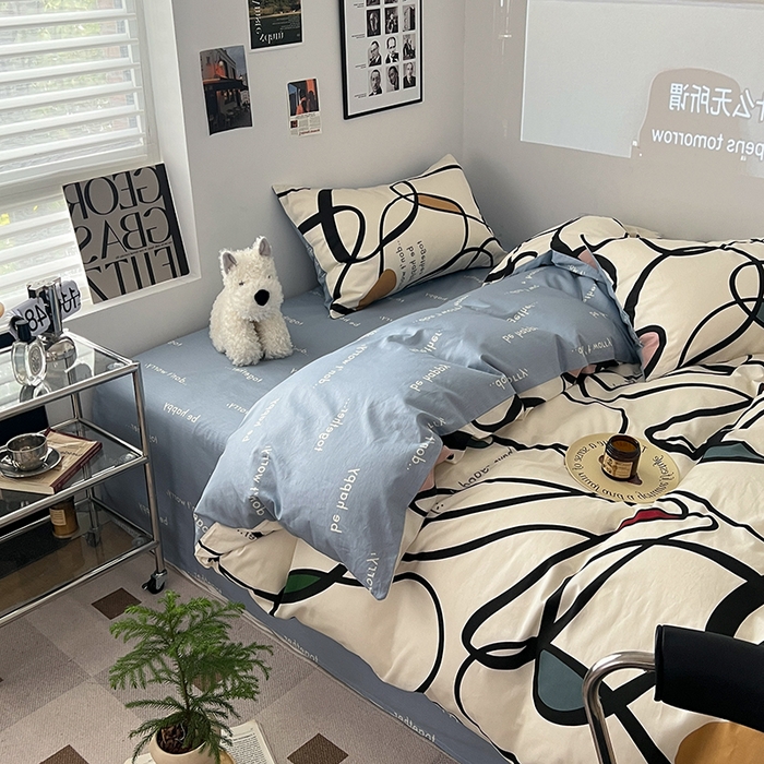 91家纺网 家纺一手货源 找家纺 （总）吉象家纺 2025新款全棉纯棉印花北欧简约系列四件套