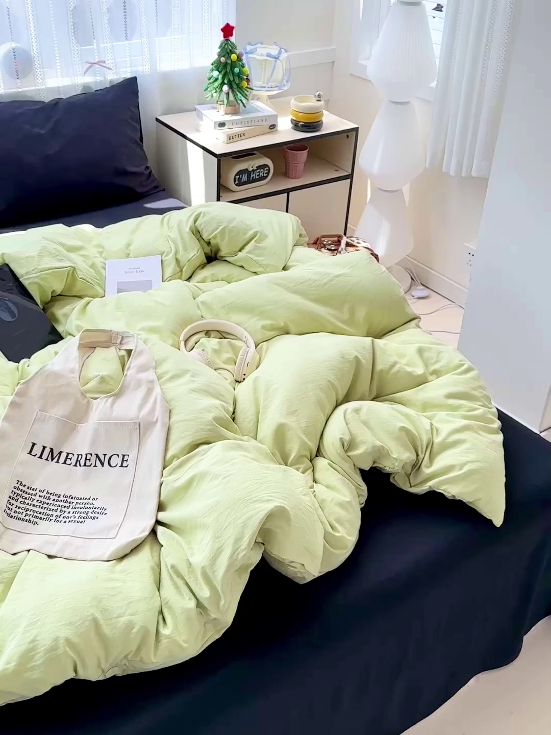 91家纺网 家纺一手货源 找家纺 繁花家居 2025新款高克重撞色水洗棉四件套 抹茶酷黑